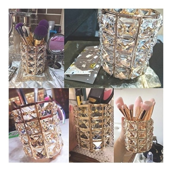 Gold Crystal Rotating Makeup Brush Holder - Picture 5 of 5